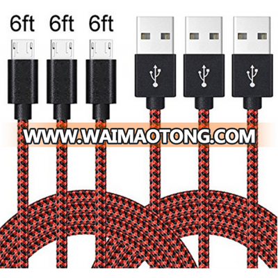 Micro USB Cable 6FT Long Nylon Braided High Speed 2.0 USB to Micro USB Charging Cables Android Fast Charger Cord for Samsung