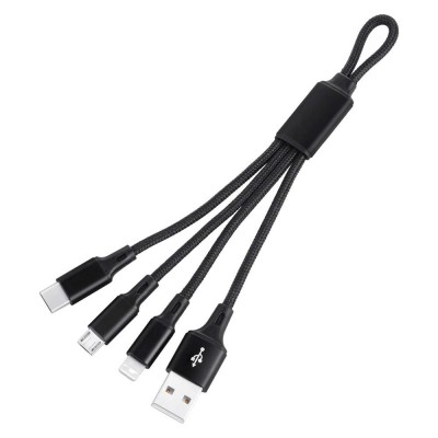 2A Fast charging cable 3 in 1 USB cable Keychain charger cable